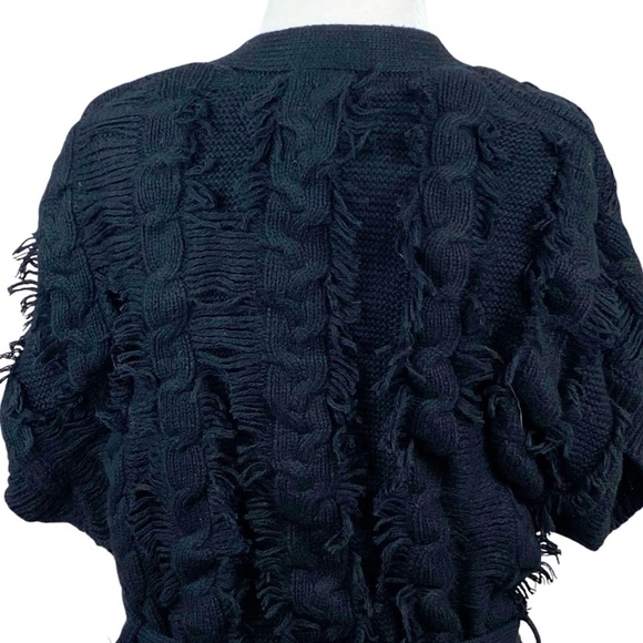 Zadig & Voltaire Corry Cows Cardigan Sz S Belt Sweater Black Cotton Cashmere - Picture 7 of 10